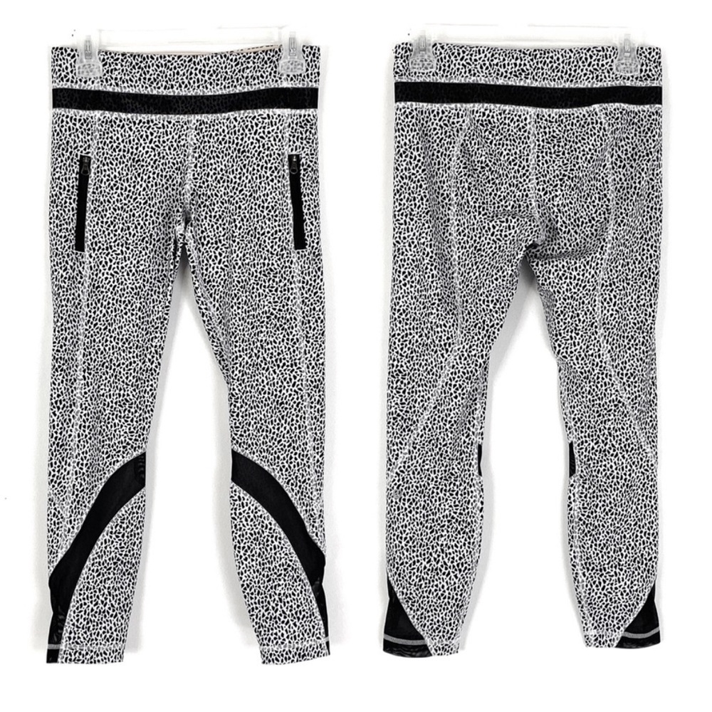 LULULEMON Inspire Tight II (Mesh) Miss Mosaic Black White Leggings Size 6